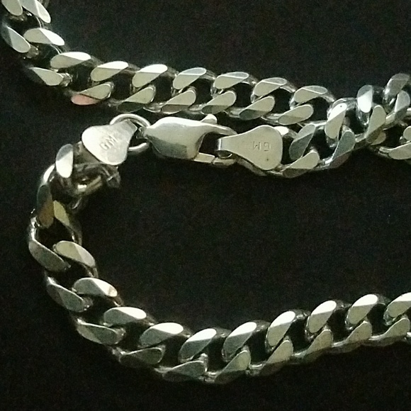 24" solid Sterling Silver Men's Necklace - Picture 2 of 3